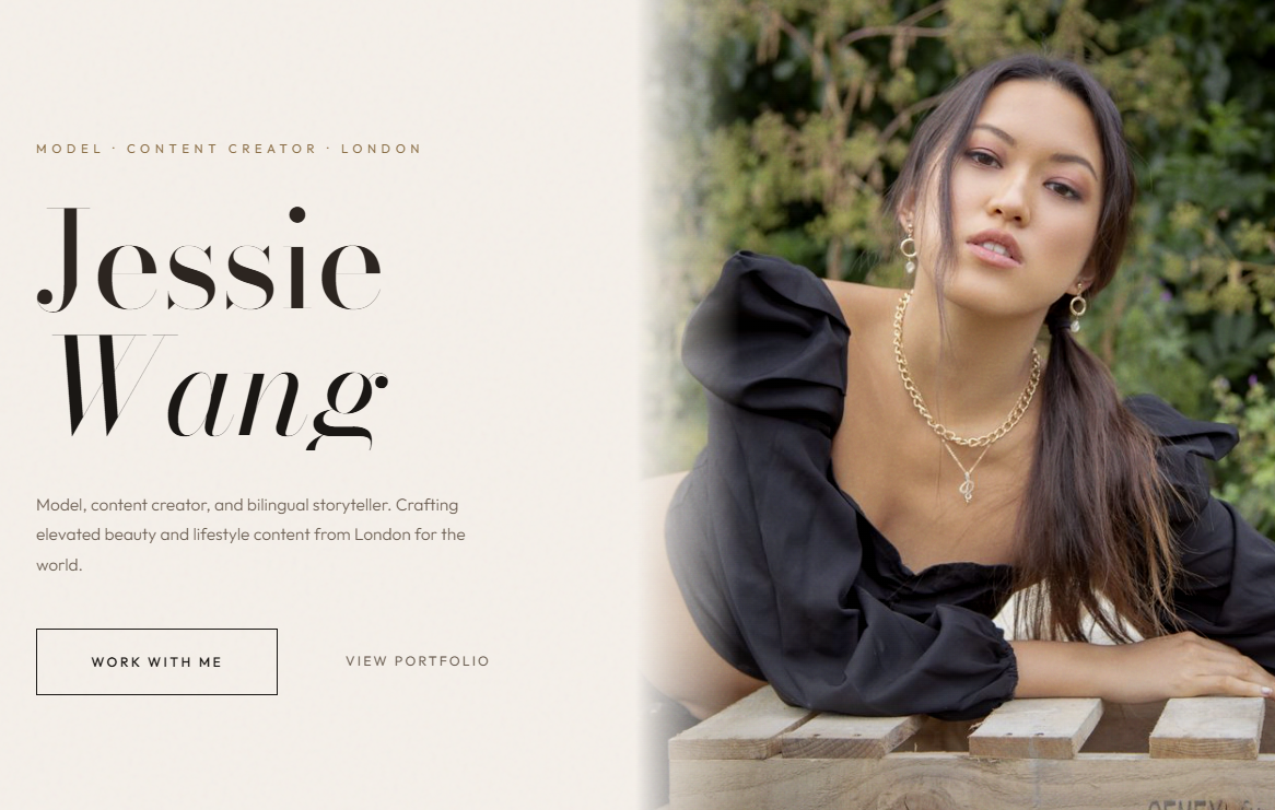 Jessie Wang's personal website, a content creator and model based in London